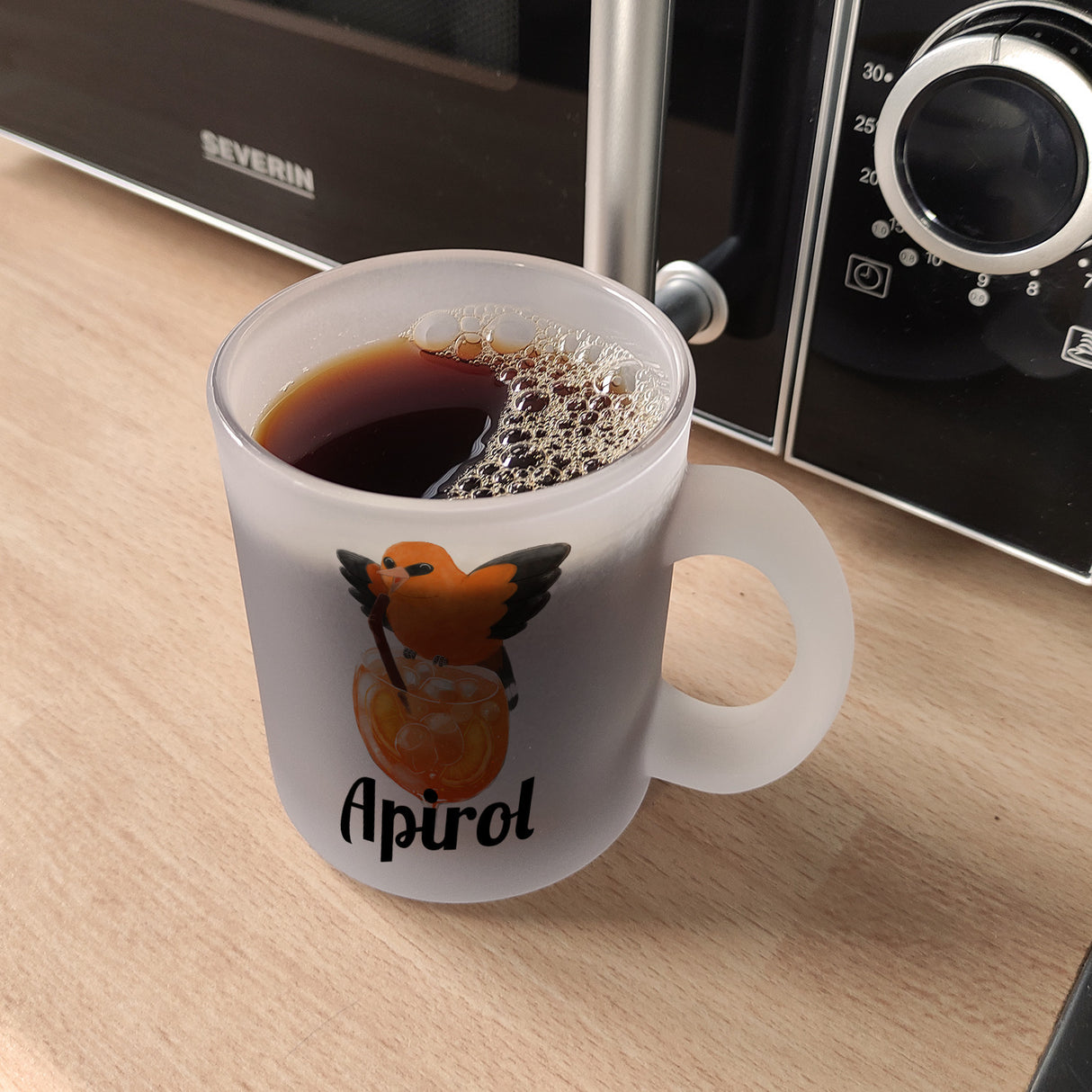 Vogel Priol Kaffeebecher mit Spruch Apirol