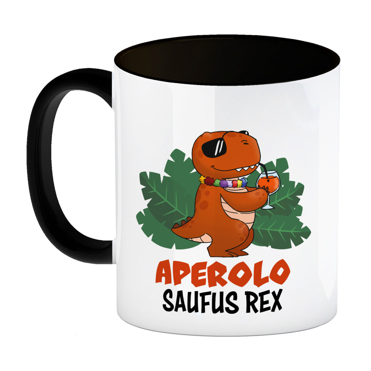 Aperolo Saufus Rex Kaffeebecher mit Spruch Cocktail T-Rex