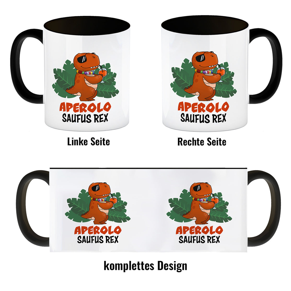Aperolo Saufus Rex Kaffeebecher mit Spruch Cocktail T-Rex
