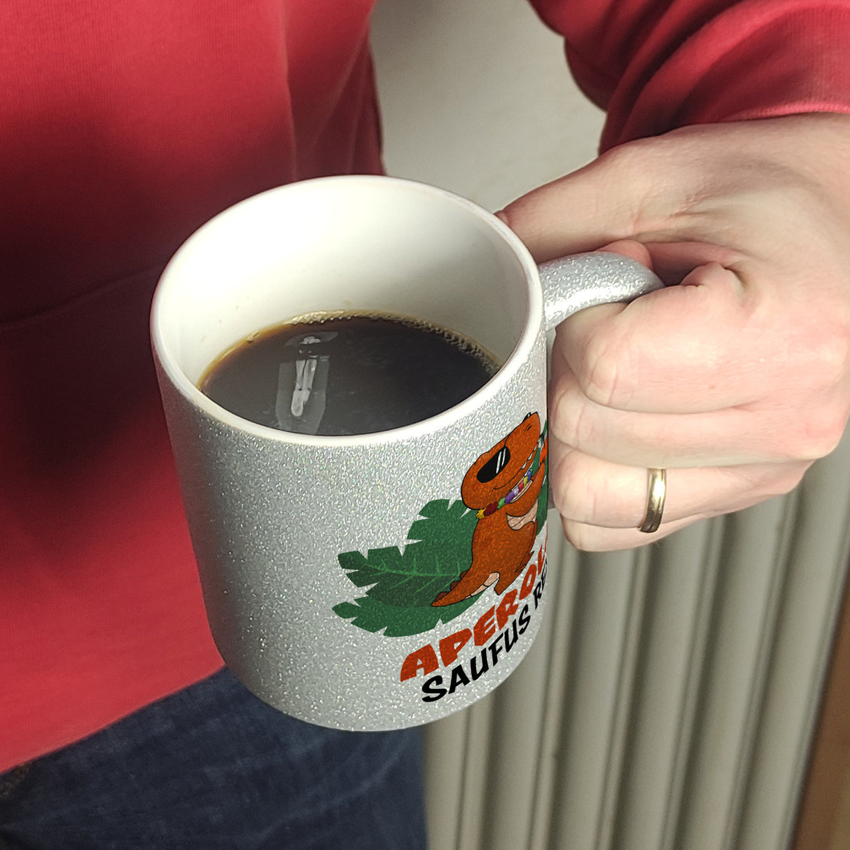Aperolo Saufus Rex Kaffeebecher mit Spruch Cocktail T-Rex