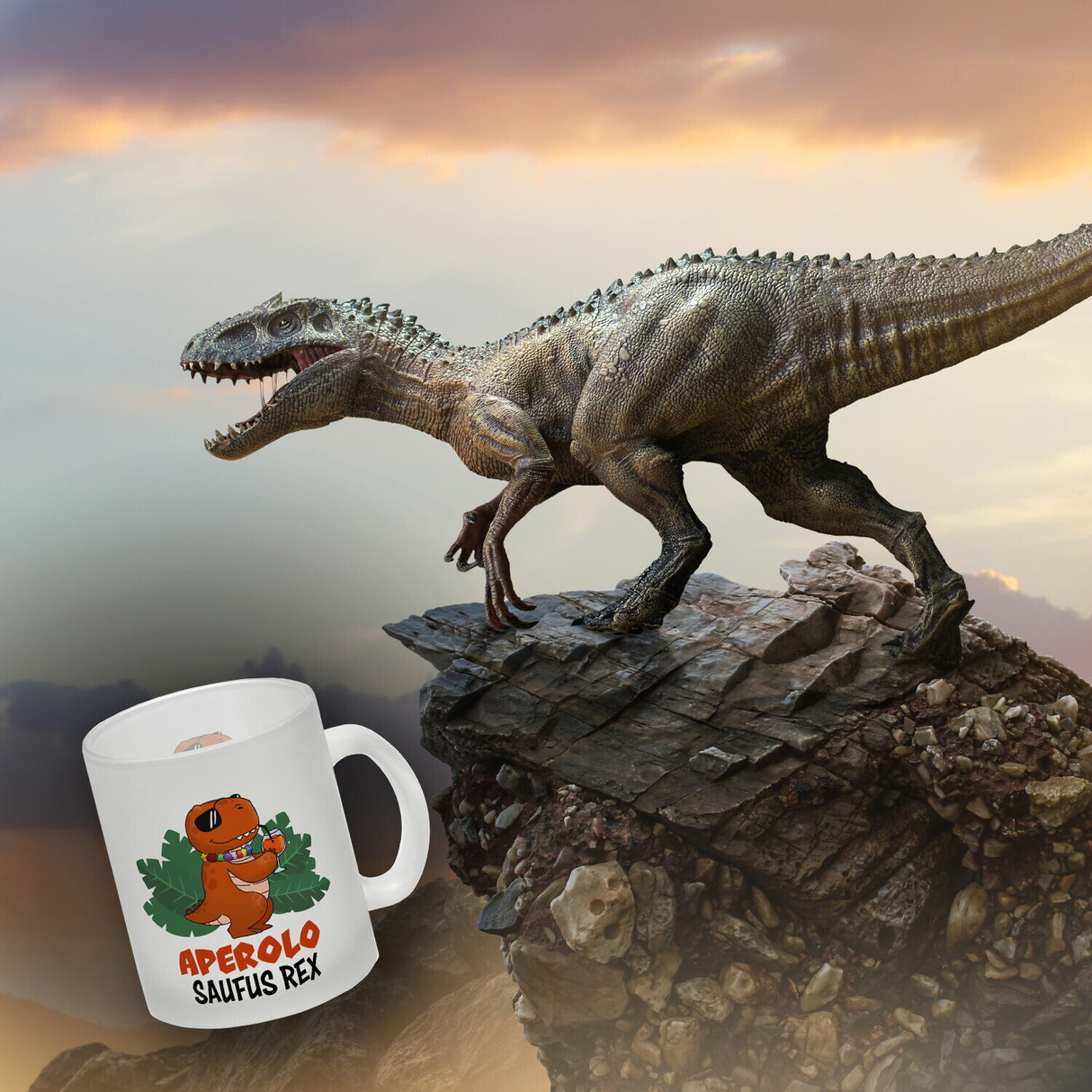 Aperolo Saufus Rex Kaffeebecher mit Spruch Cocktail T-Rex