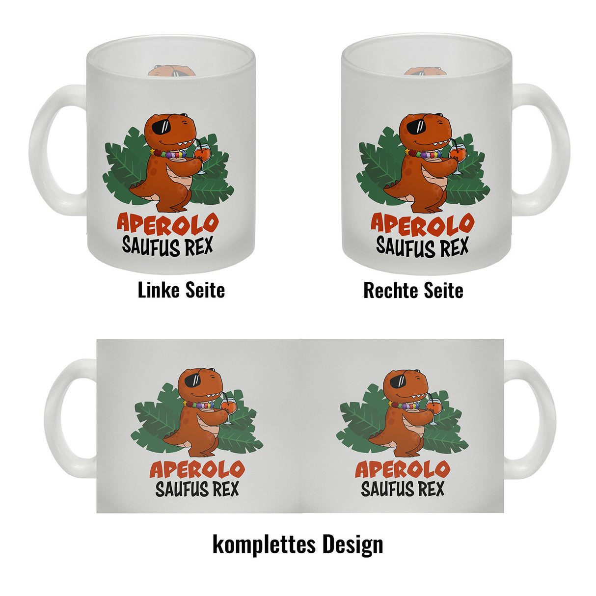 Aperolo Saufus Rex Kaffeebecher mit Spruch Cocktail T-Rex