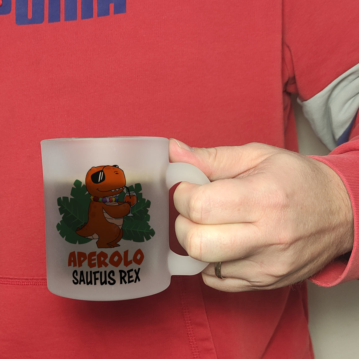 Aperolo Saufus Rex Kaffeebecher mit Spruch Cocktail T-Rex