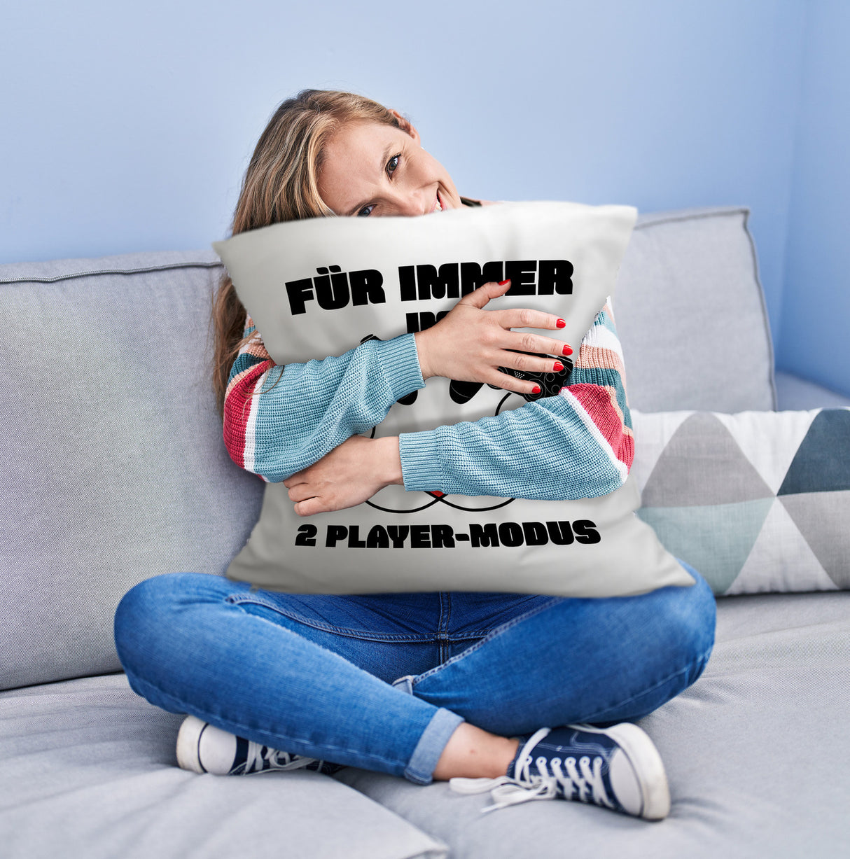 Gaming Kissen mit Spruch Für immer im 2 Player-Modus