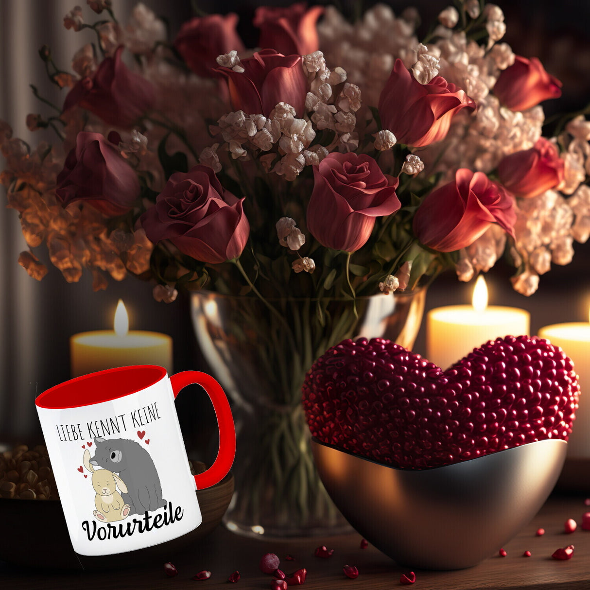 Liebe kennt keine Vorurteile Hase und Wolf Kaffeebecher