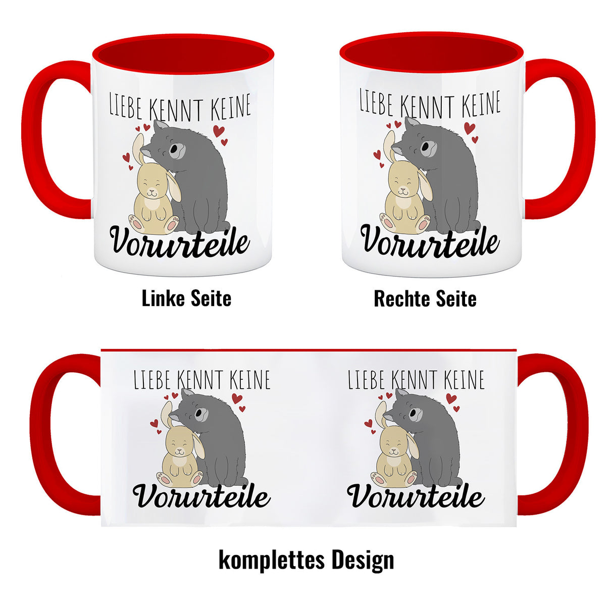 Liebe kennt keine Vorurteile Hase und Wolf Kaffeebecher