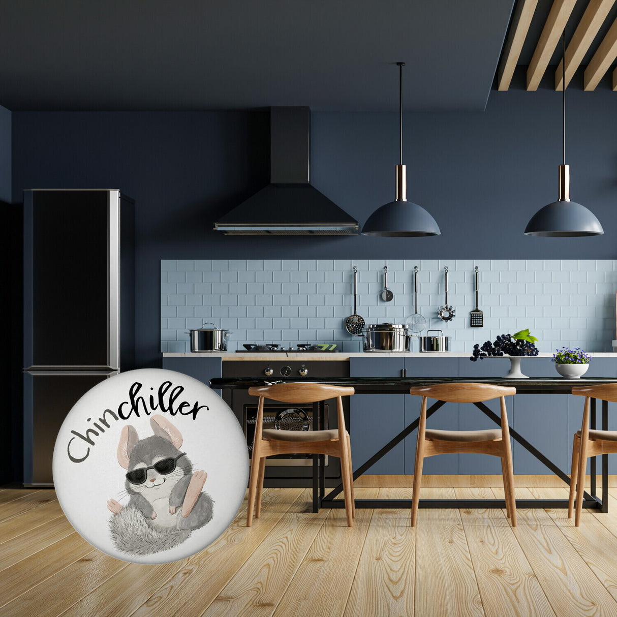 Chinchilla Magnet rund rund mit Spruch Chinchiller
