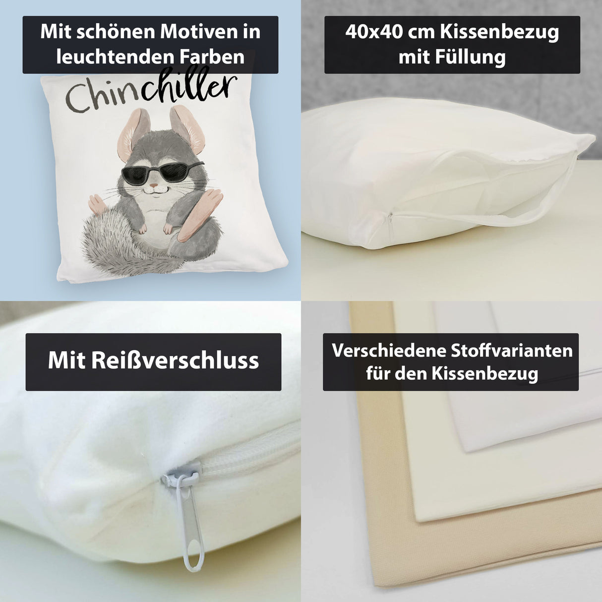 Chinchilla Kissen mit Spruch Chinchiller