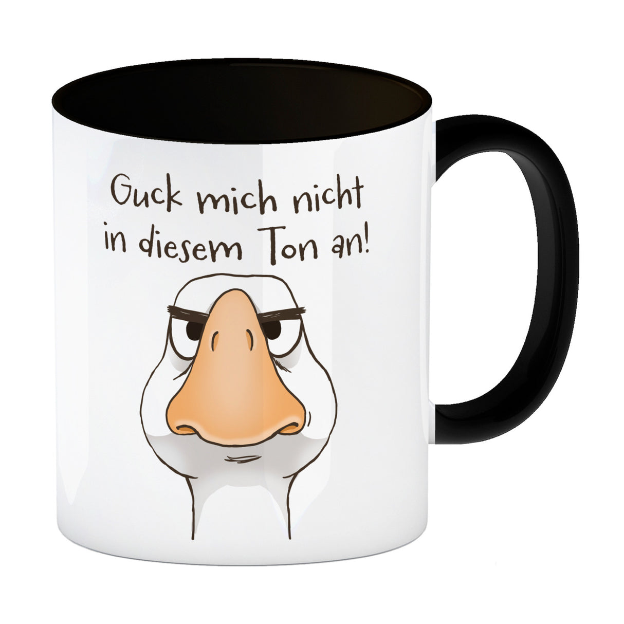 Gilbert die Gans Kaffeebecher mit Spruch Guck mich nicht in diesem Ton an