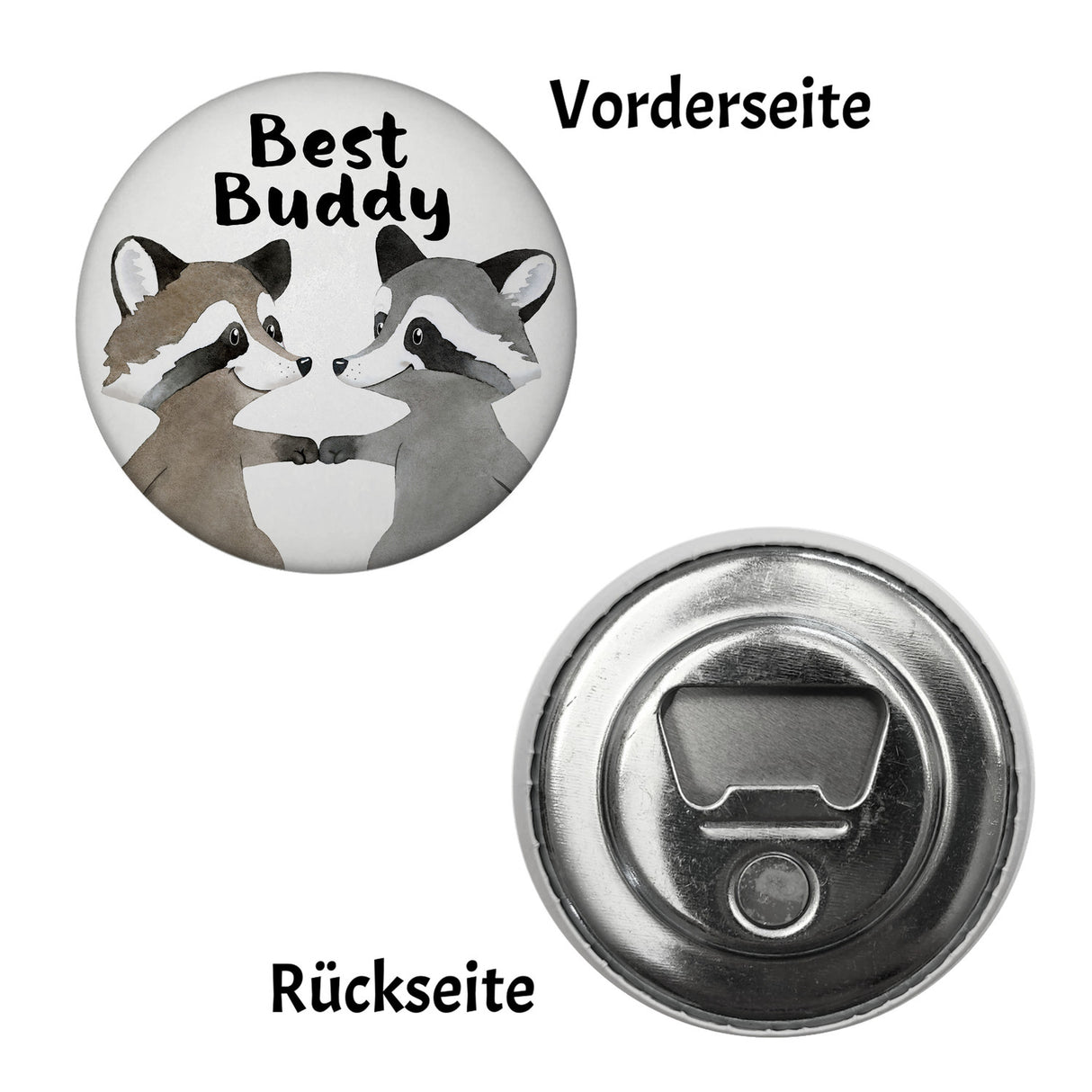 Waschbär Bruder und Kumpel Magnet rund rund mit Spruch Best Buddy