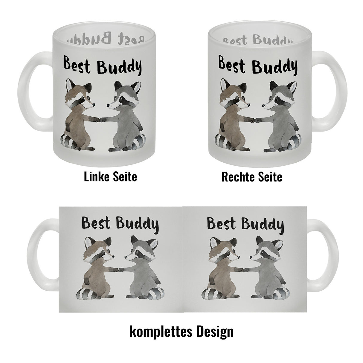 Waschbär Bruder und Kumpel Kaffeebecher mit Spruch Best Buddy