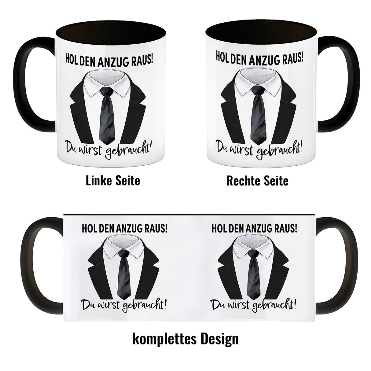 Trauzeuge Kaffeebecher mit Spruch Hol den Anzug raus Du wirst gebraucht
