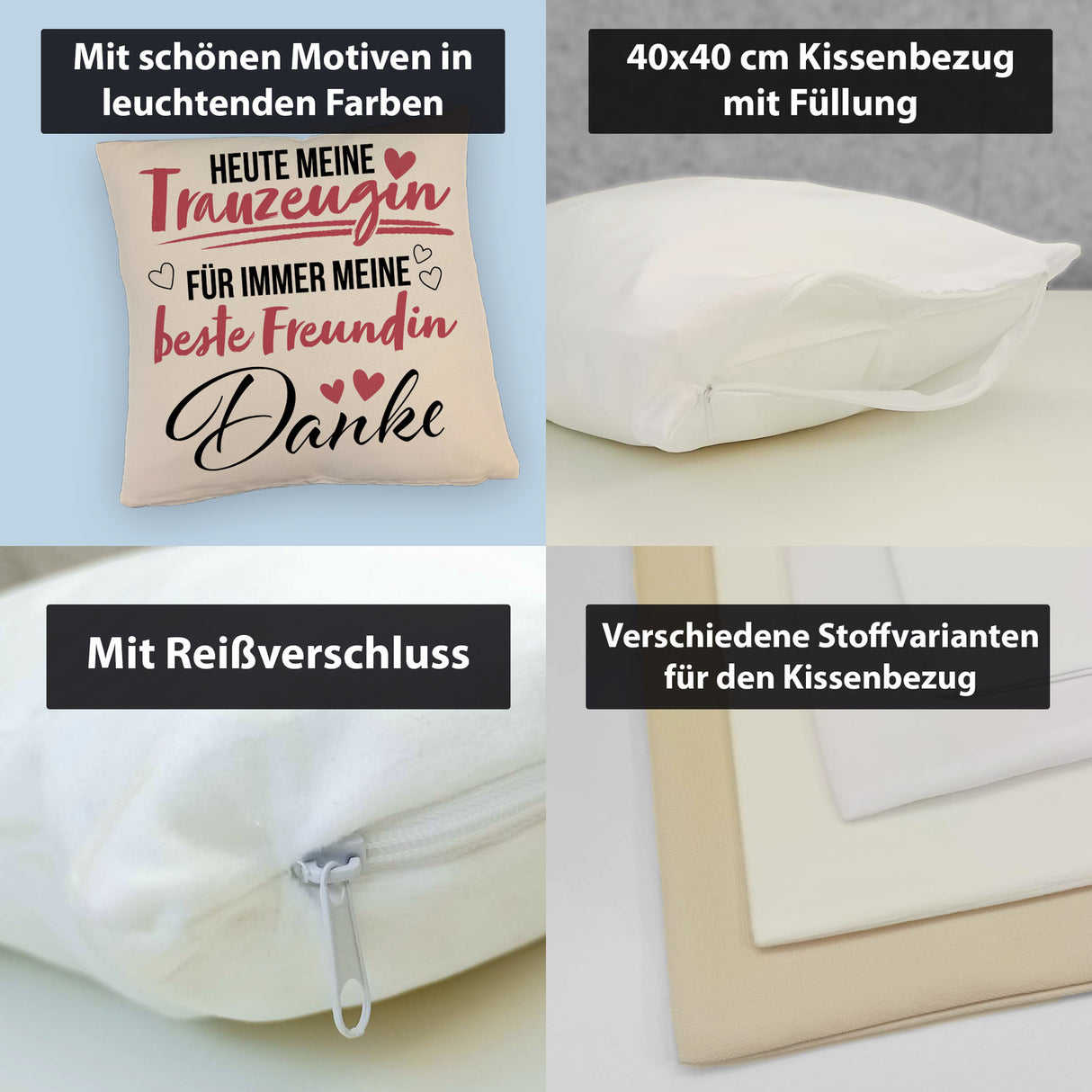 Trauzeugin Kissen mit Spruch heute Trauzeugin - ewig beste Freundin