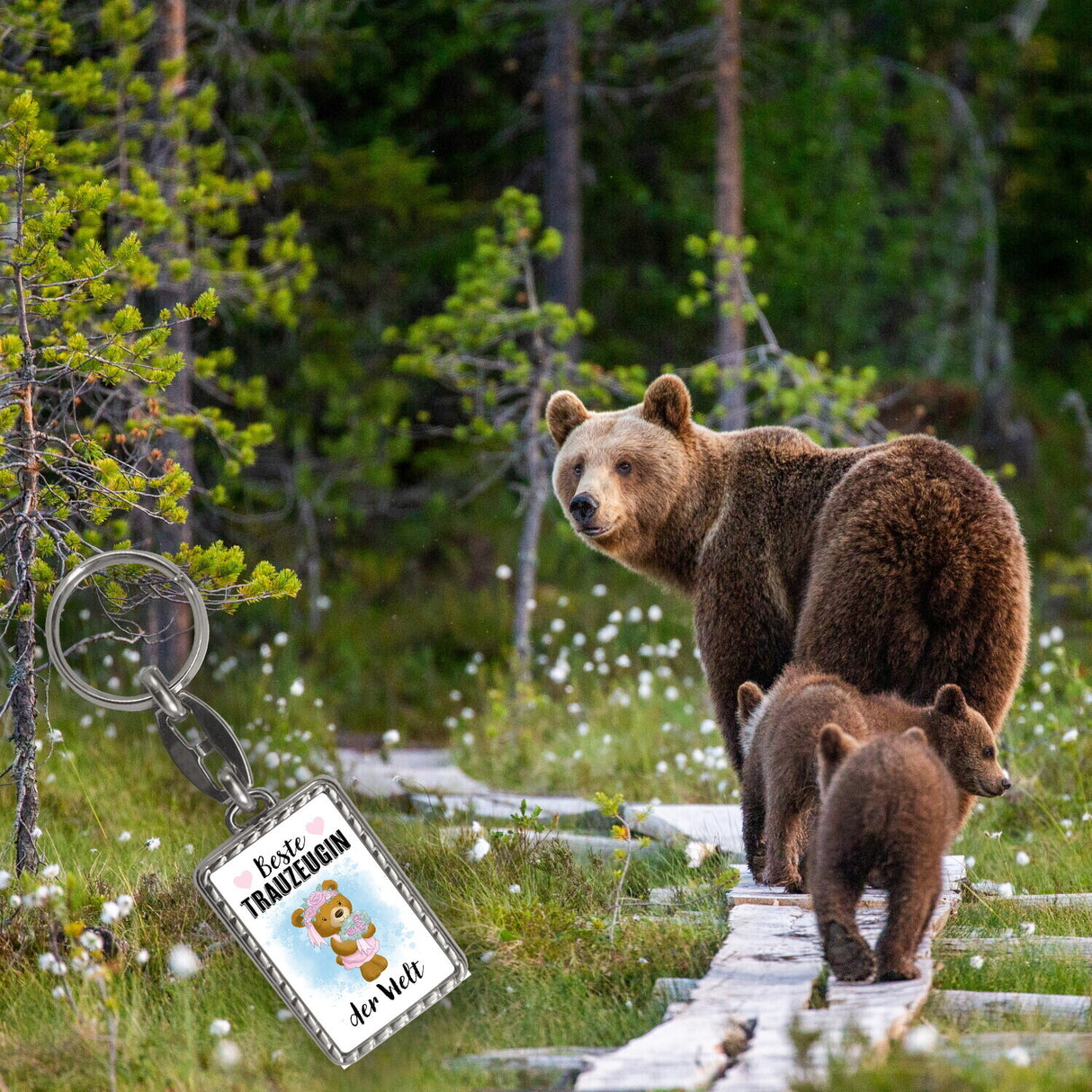Trauzeugin Teddybär Schlüsselanhänger mit Spruch Beste Trauzeugin der Welt