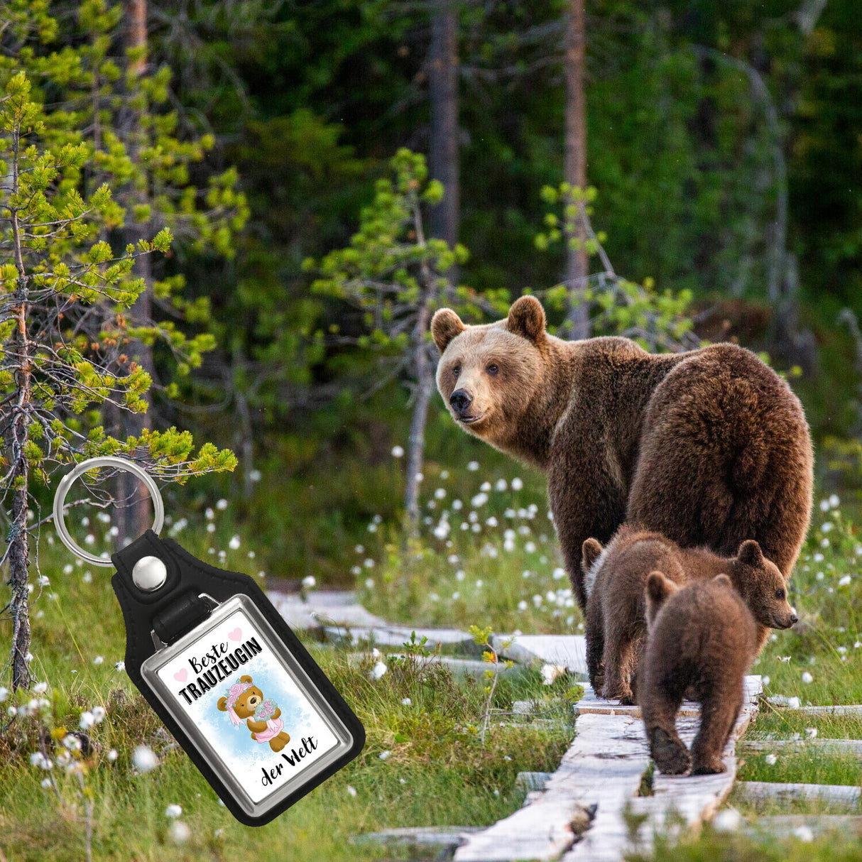 Trauzeugin Teddybär Schlüsselanhänger mit Spruch Beste Trauzeugin der Welt