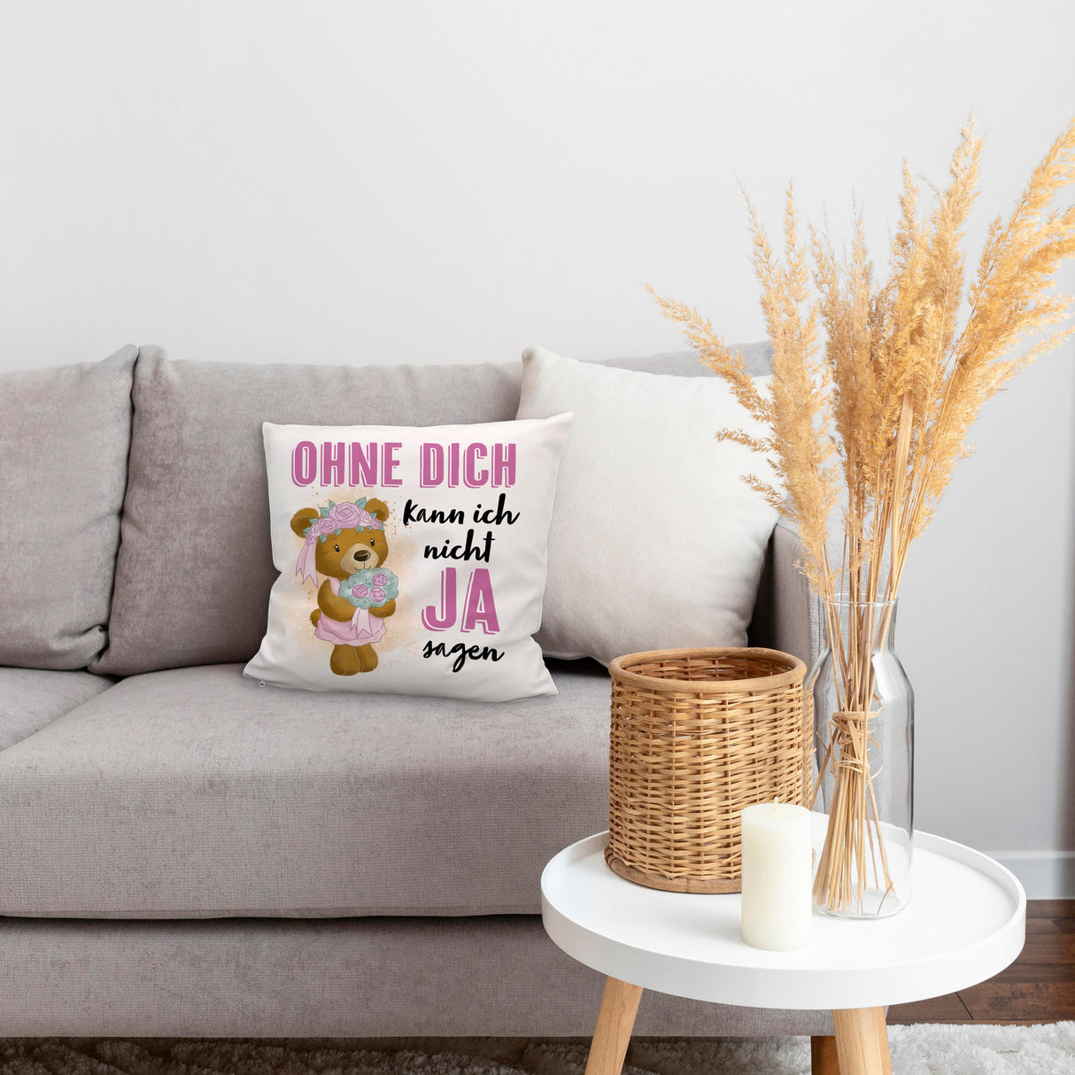 Trauzeugin Teddybär Kissen mit Spruch Ohne Dich kann ich nicht Ja sagen