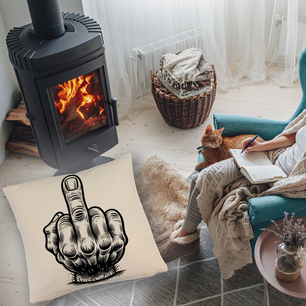 Mittelfinger Comic Kissen