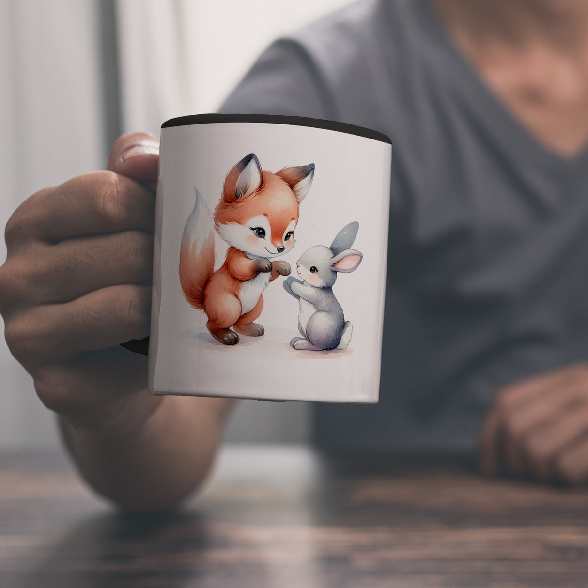 Fuchs und Hase Tierkinder Kaffeebecher