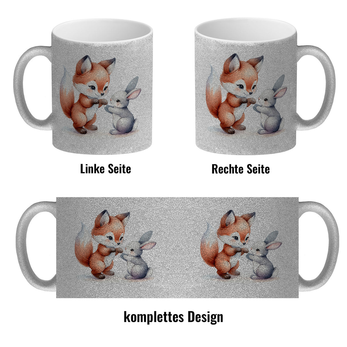 Fuchs und Hase Tierkinder Kaffeebecher