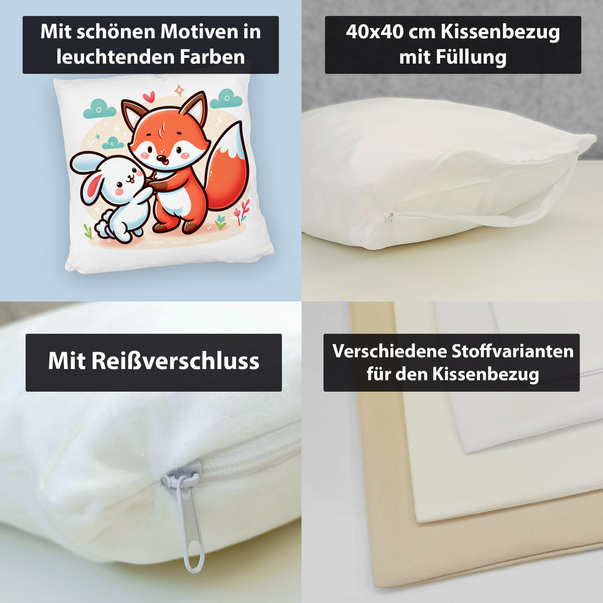 Fuchs und Kaninchen Kissen