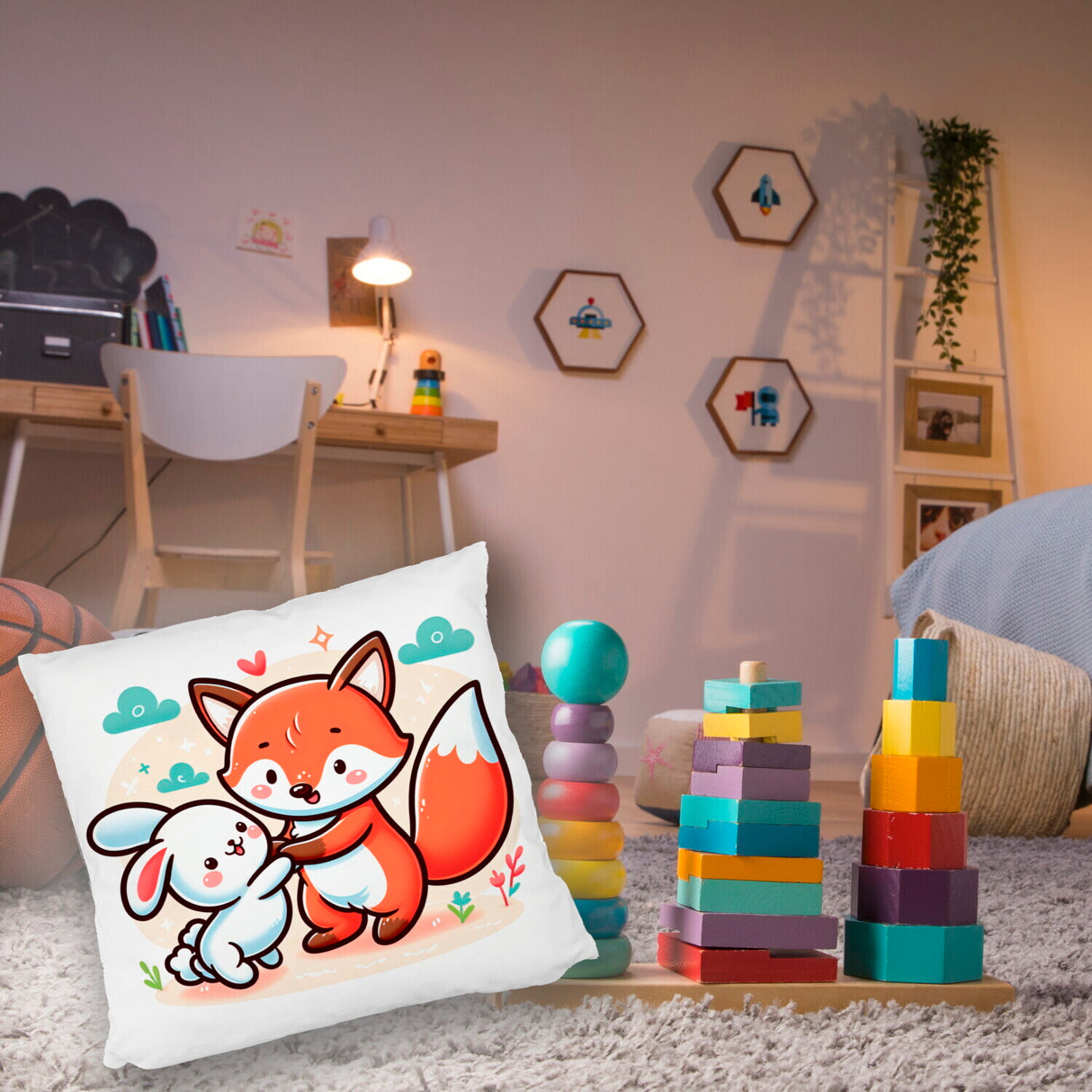 Fuchs und Kaninchen Kissen