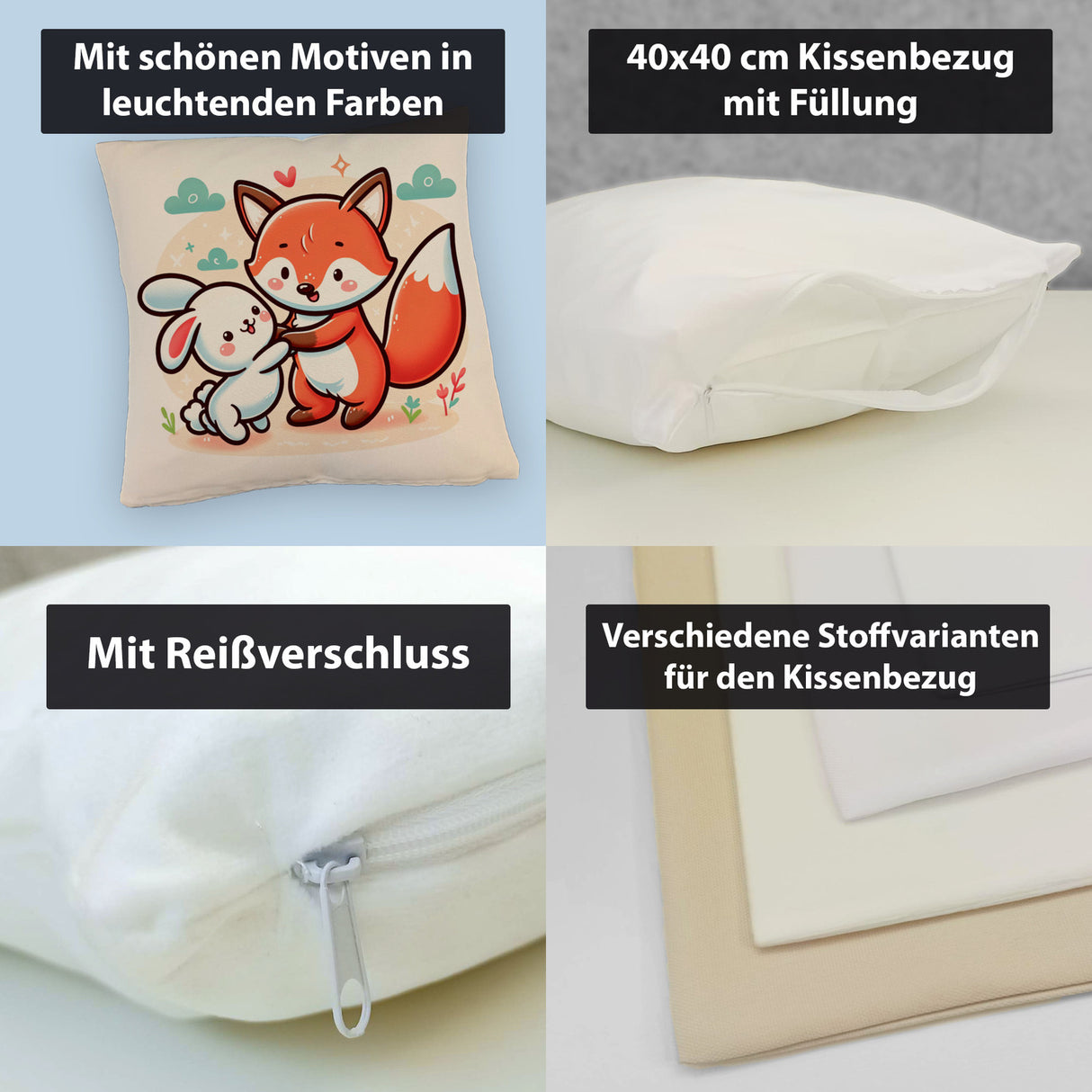 Fuchs und Kaninchen Kissen