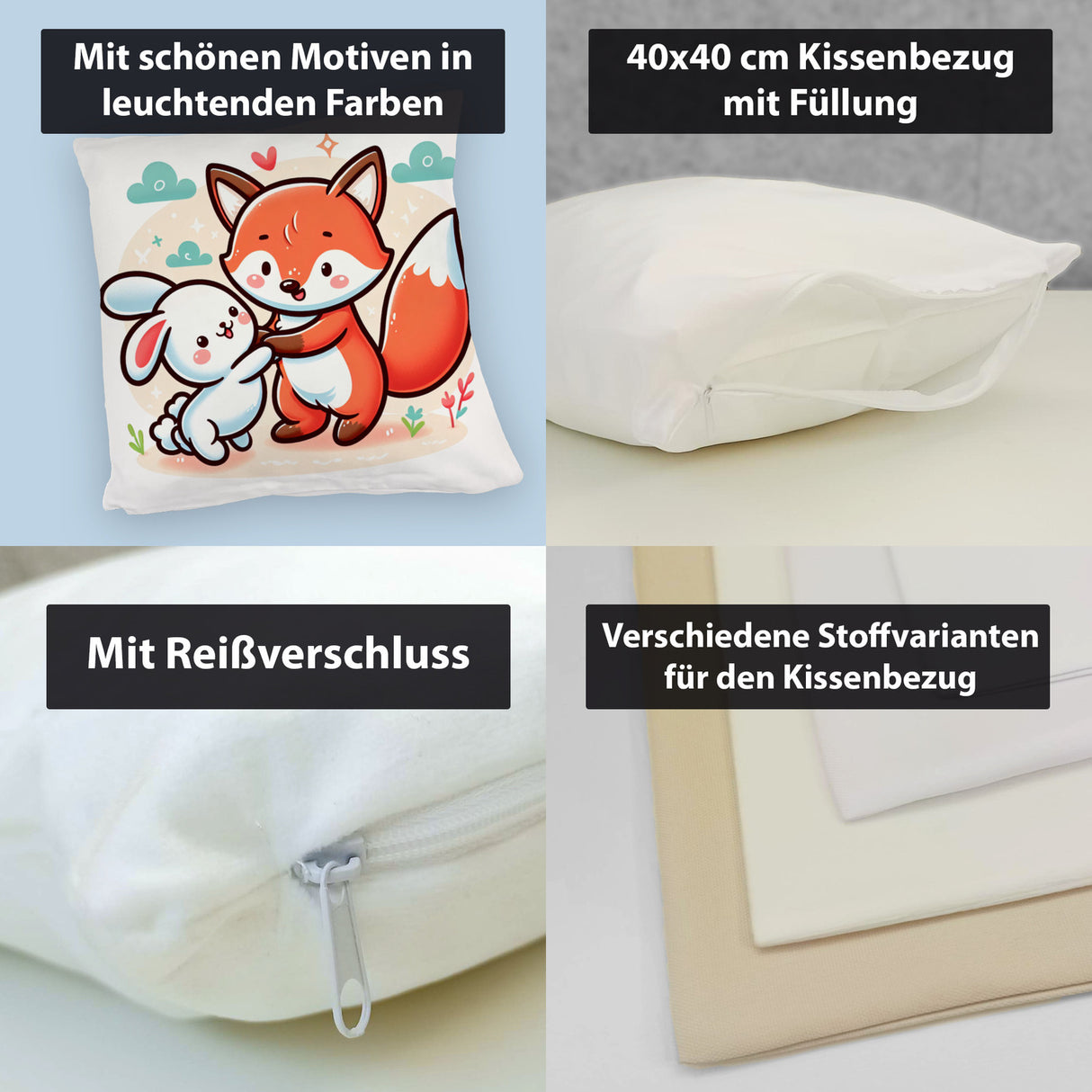 Fuchs und Kaninchen Kissen