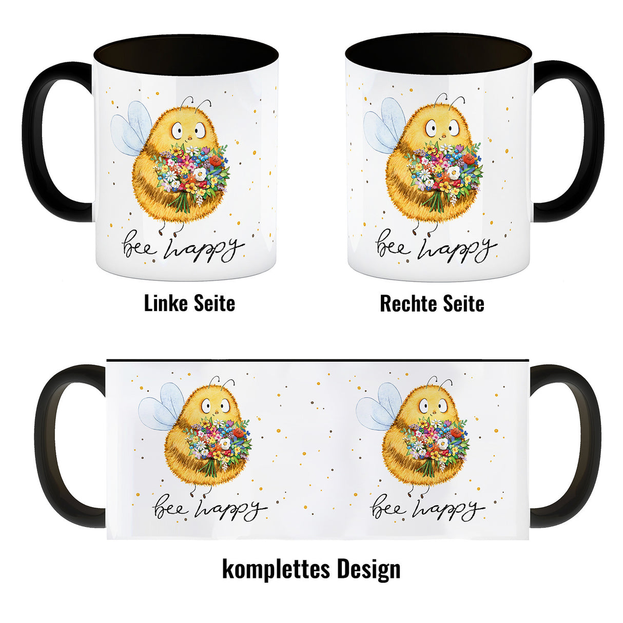 Pummel Biene Kaffeebecher mit Spruch Bee happy
