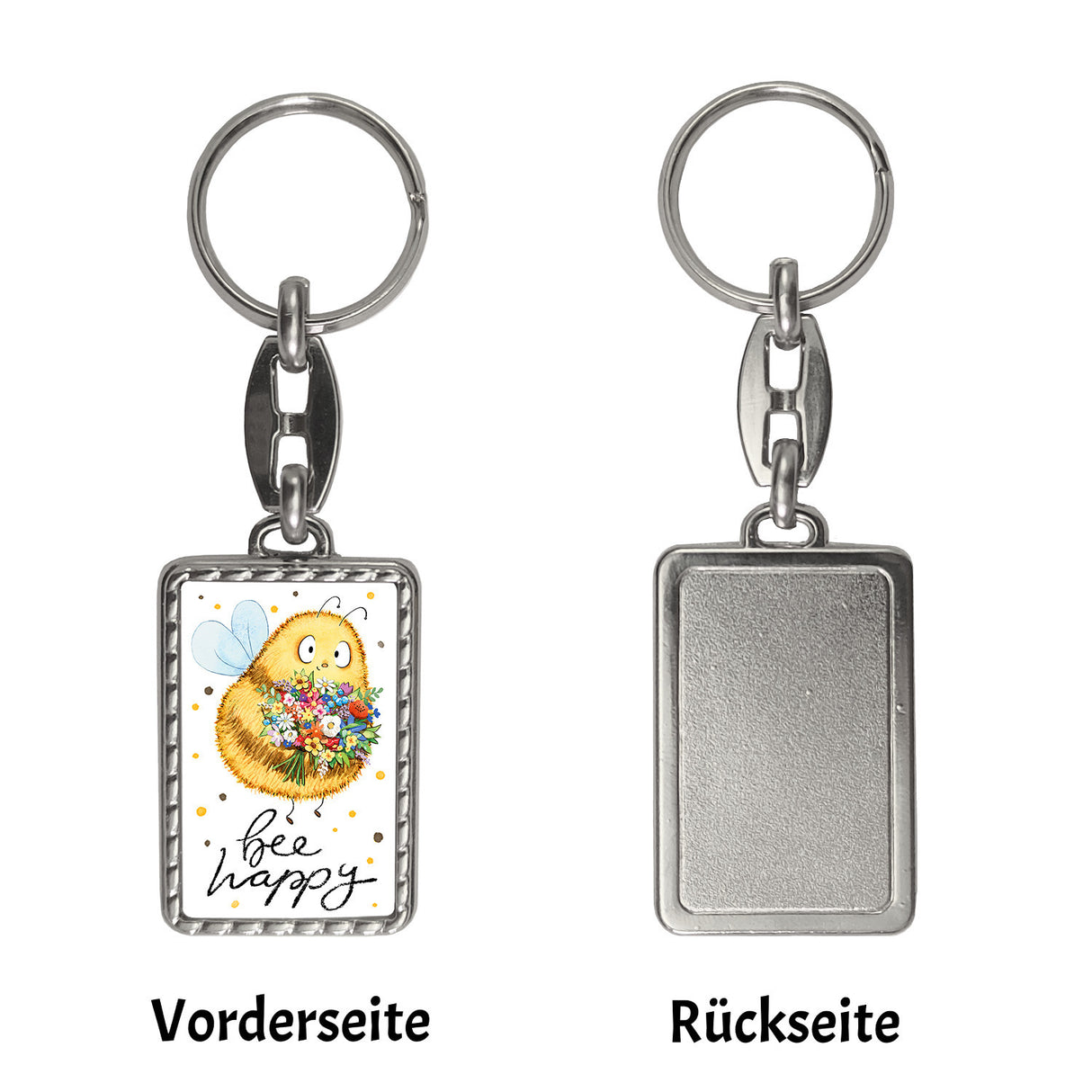 Pummel Biene Schlüsselanhänger mit Spruch Bee happy
