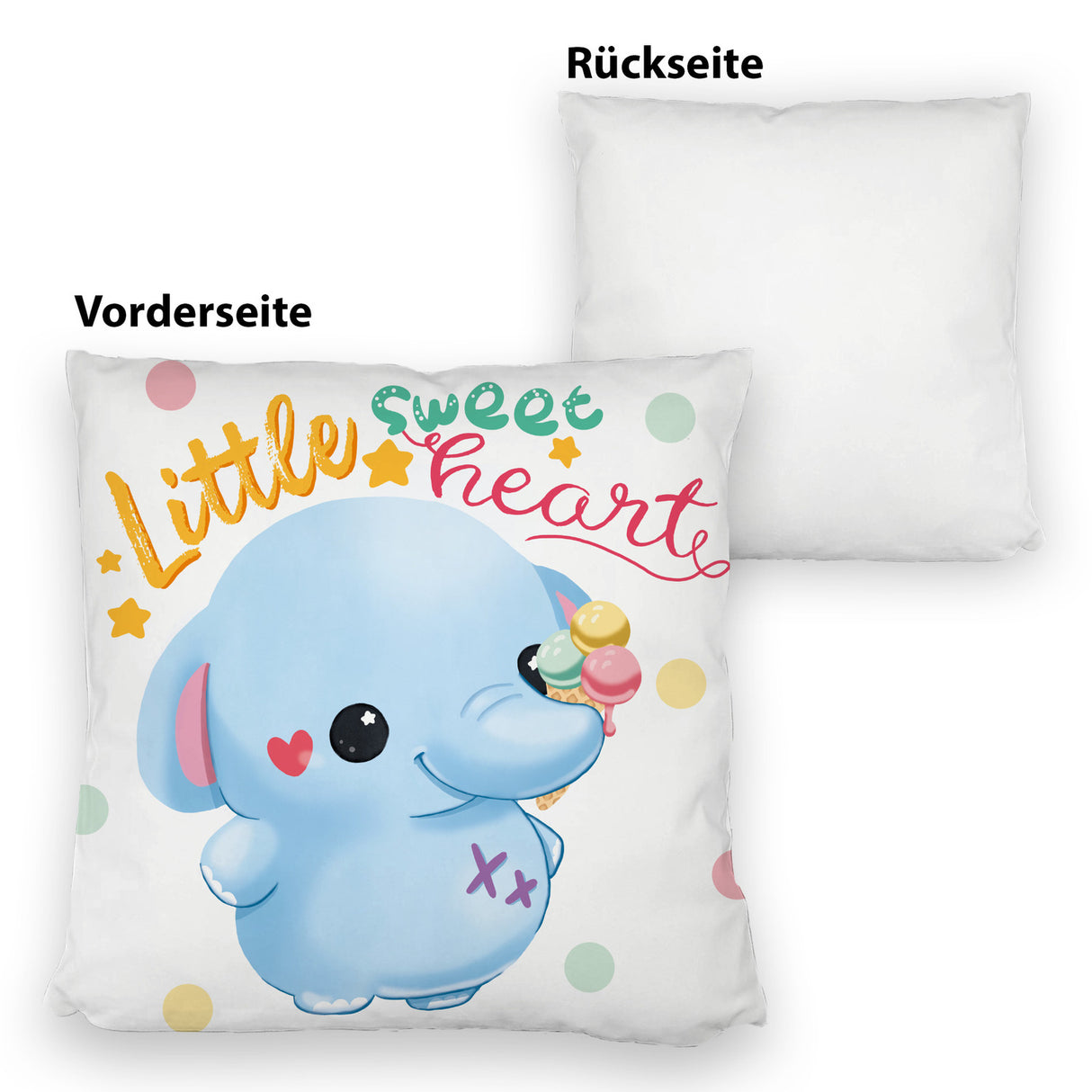 Elefant Kissen mit Spruch Little sweetheart
