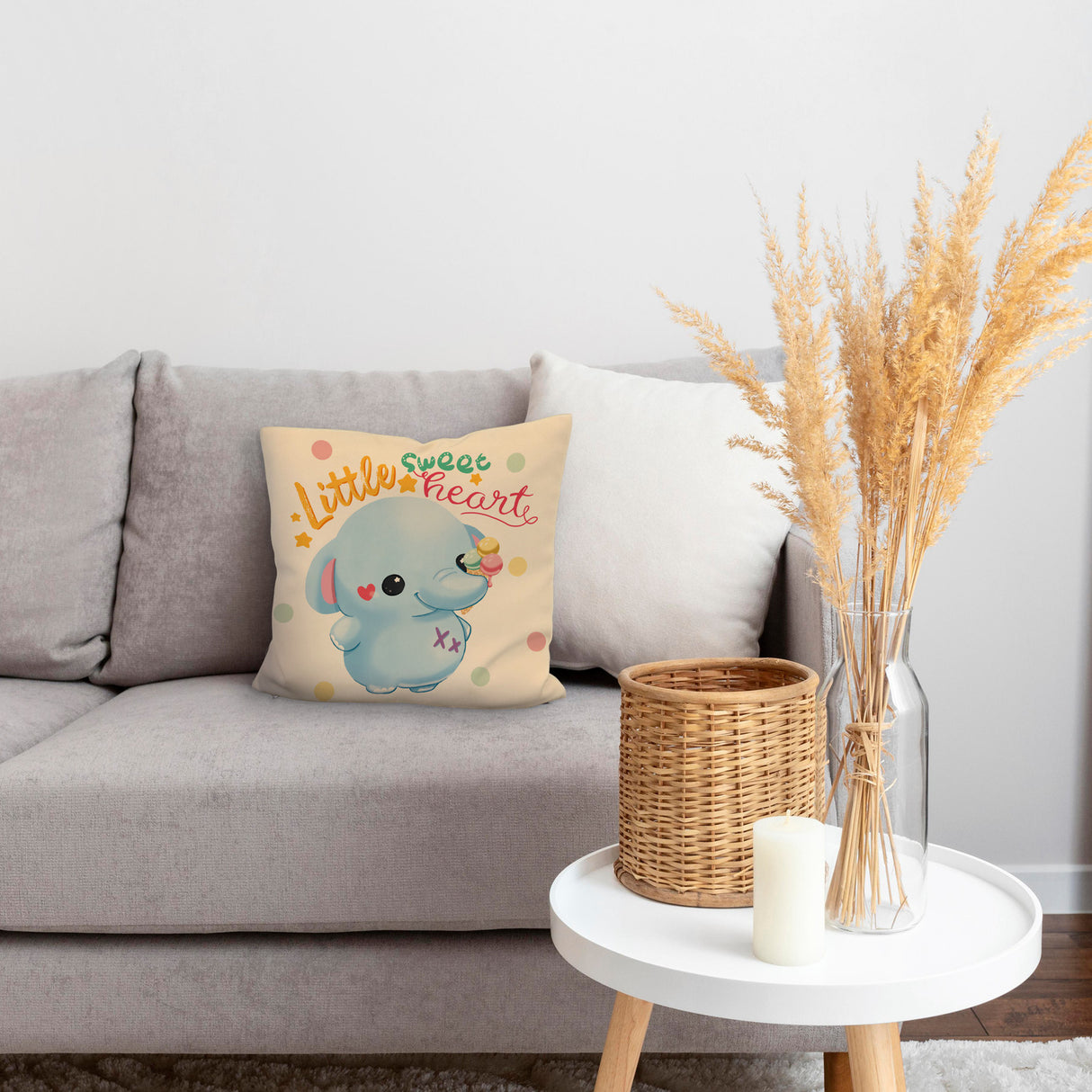 Elefant Kissen mit Spruch Little sweetheart