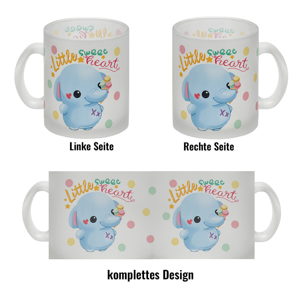 Elefant Kaffeebecher mit Spruch Little sweetheart