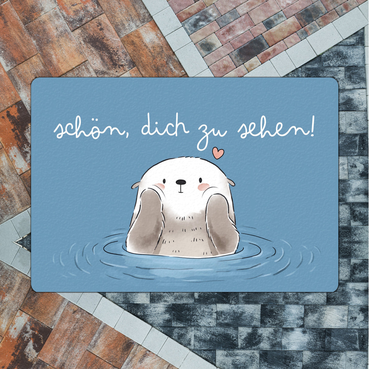 Otter Fußmatte in 35x50 cm ohne Rand mit Spruch Schön dich zu sehen