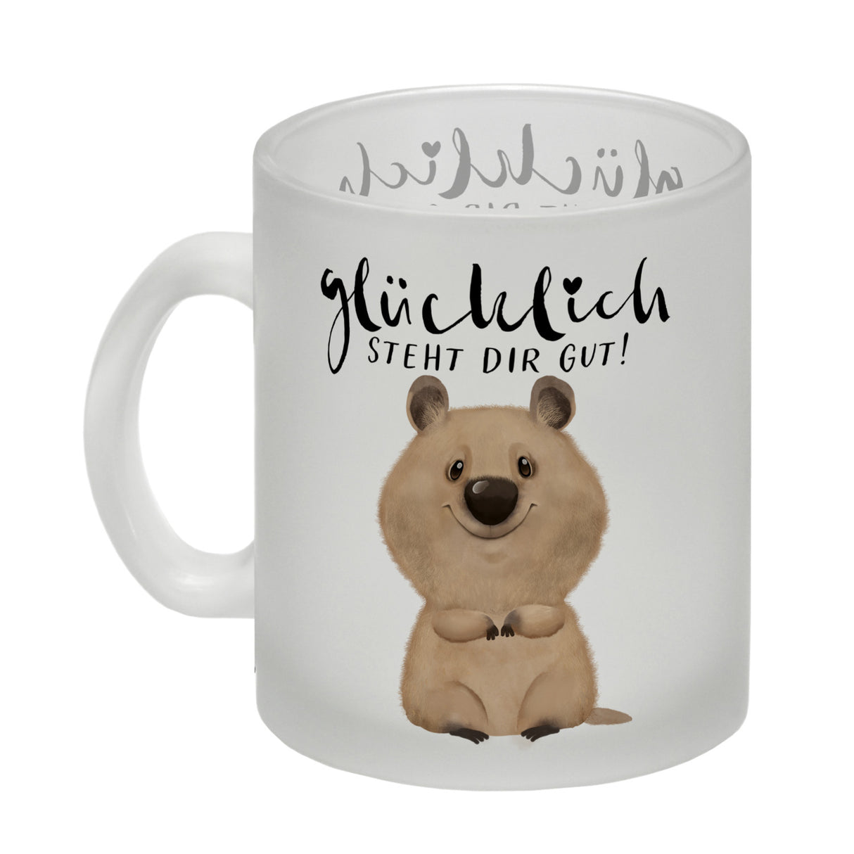 Quokka Kaffeebecher mit Spruch Glücklich steht dir gut