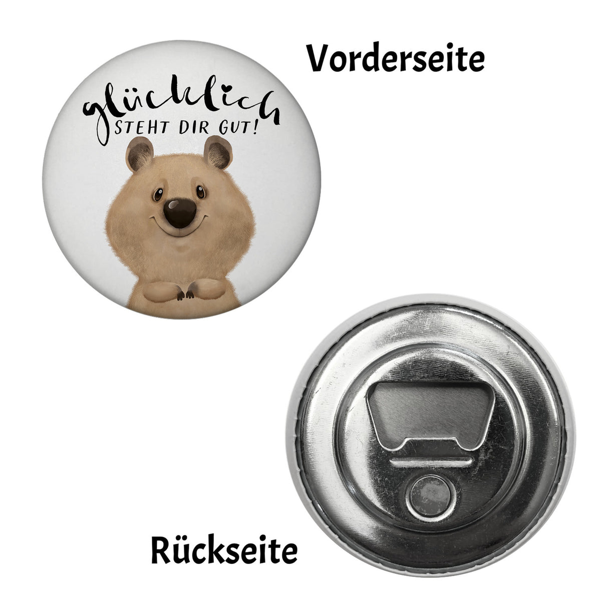Quokka Magnet rund rund mit Spruch Glücklich steht dir gut
