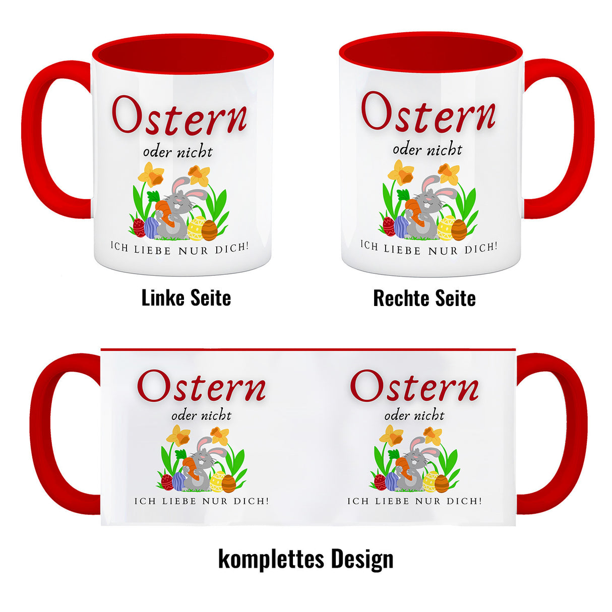 Ostern Kaffeebecher mit Spruch Ostern oder nicht ich liebe nur dich