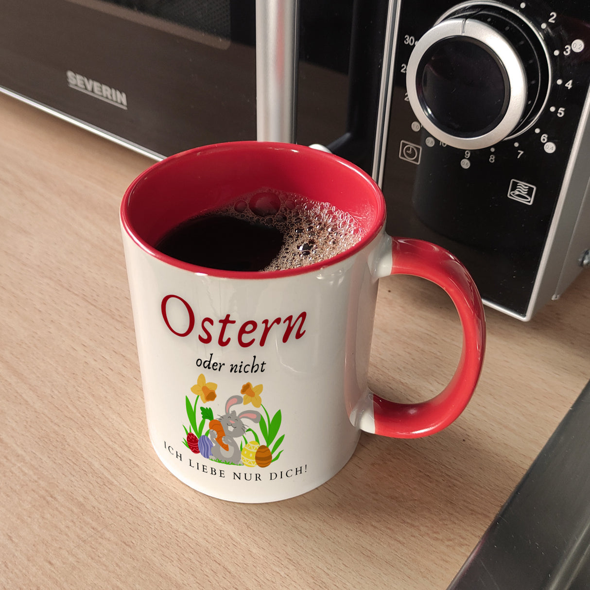 Ostern Kaffeebecher mit Spruch Ostern oder nicht ich liebe nur dich