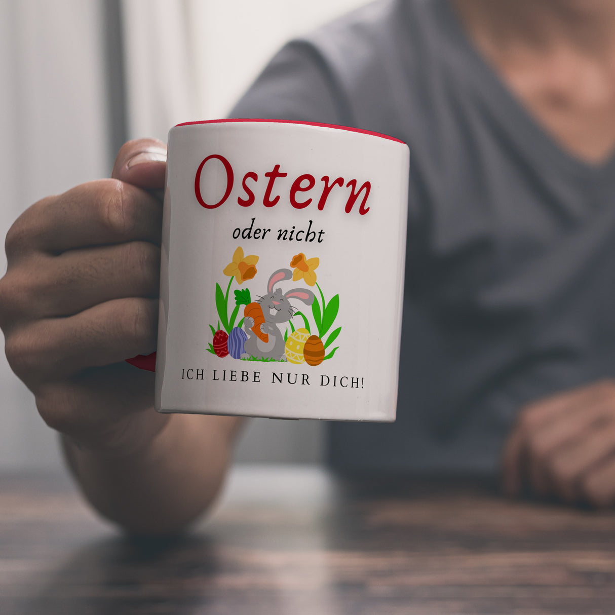 Ostern Kaffeebecher mit Spruch Ostern oder nicht ich liebe nur dich