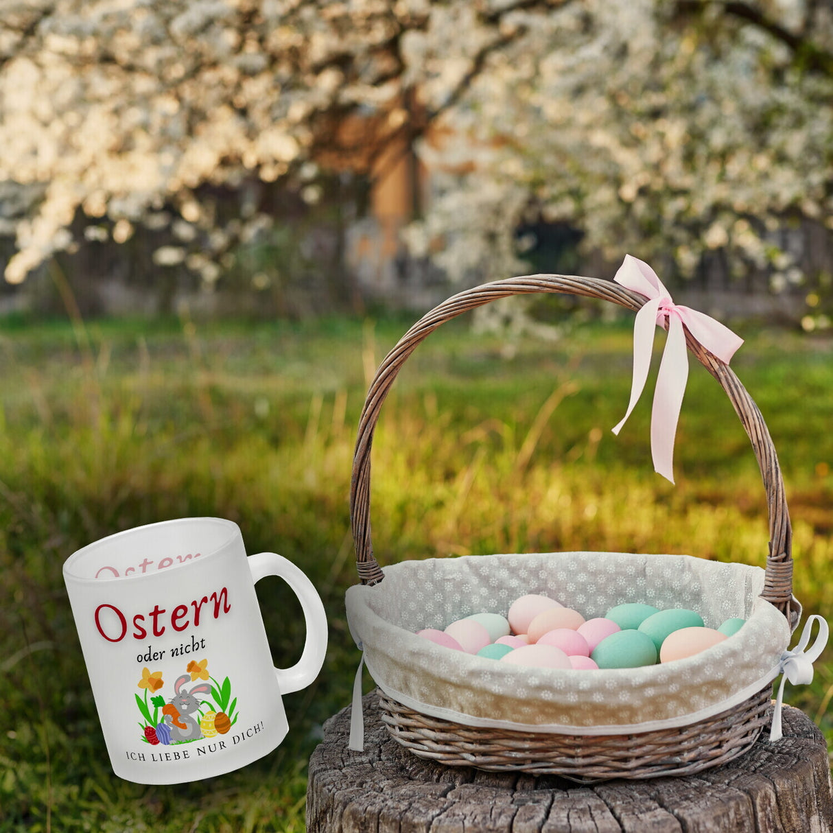 Ostern Kaffeebecher mit Spruch Ostern oder nicht ich liebe nur dich