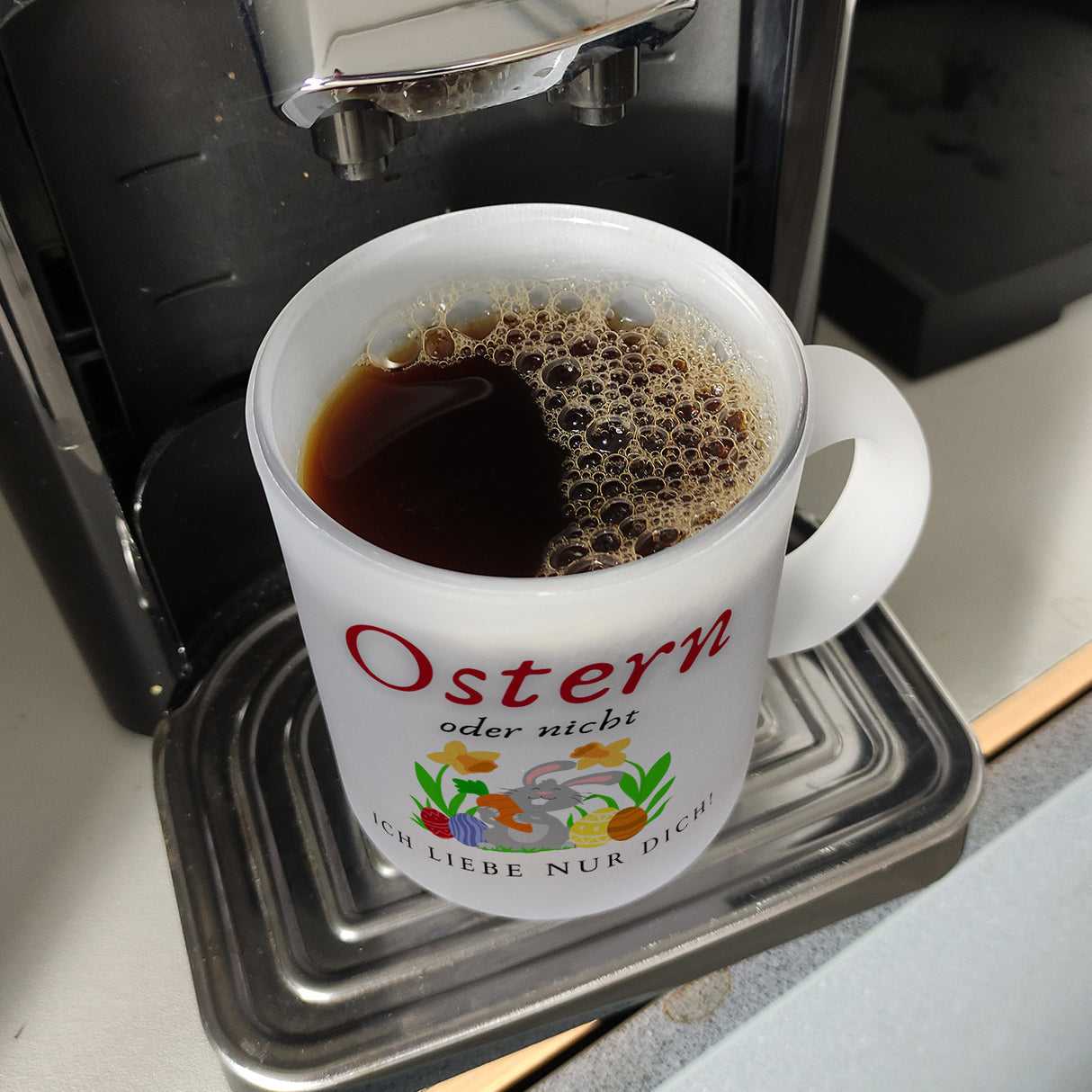 Ostern Kaffeebecher mit Spruch Ostern oder nicht ich liebe nur dich