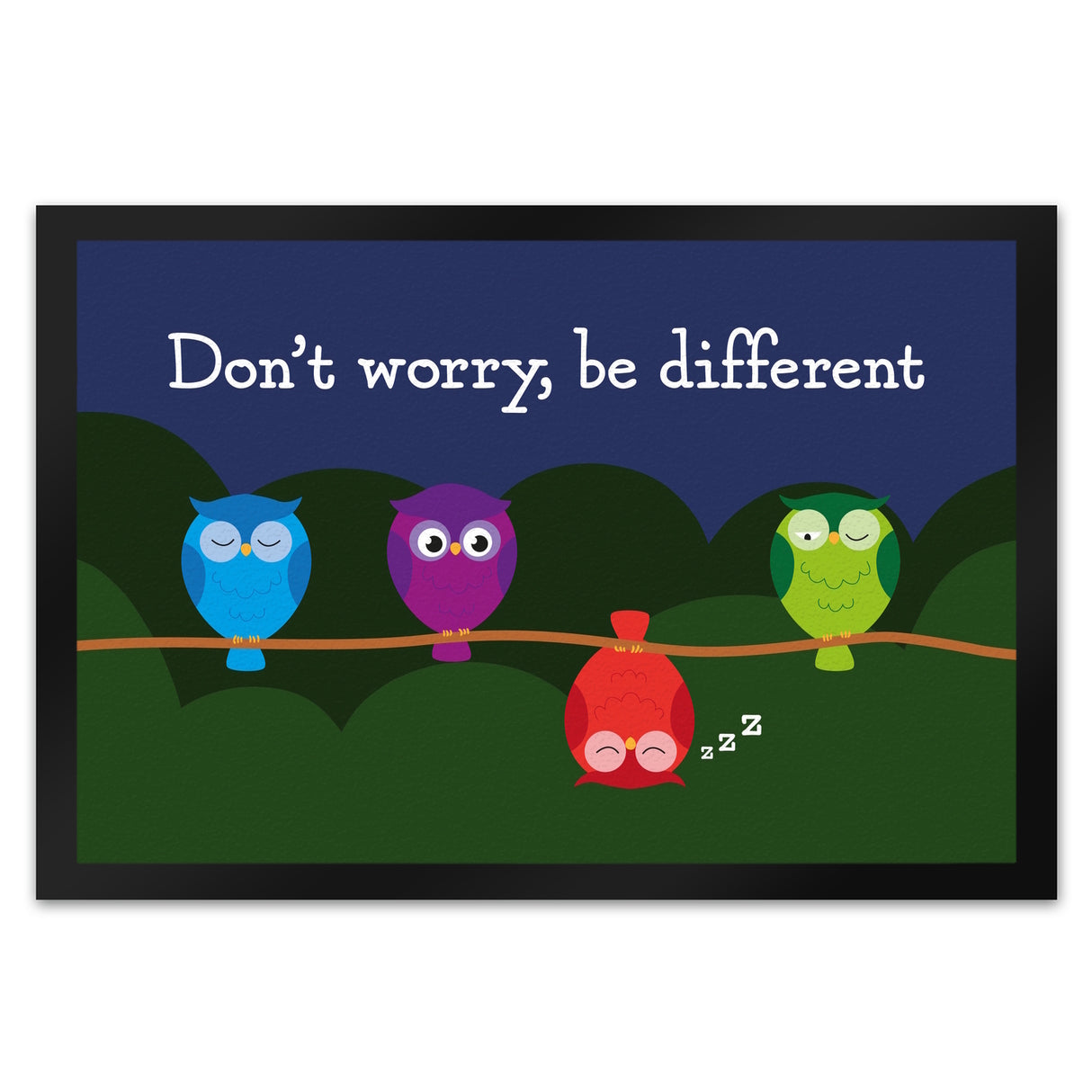 Eule Fußmatte in 35x50 cm mit Spruch Dont worry be different