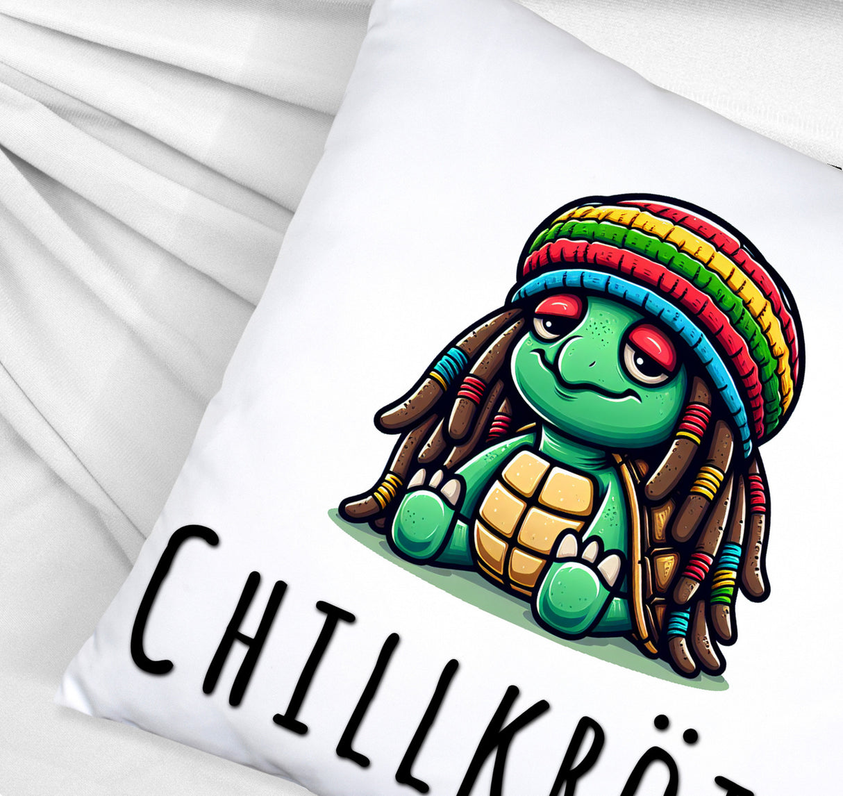 Schildkröte Rastafari Kissen mit Spruch Chillkröte