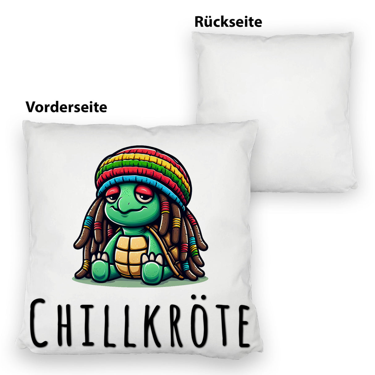 Schildkröte Rastafari Kissen mit Spruch Chillkröte
