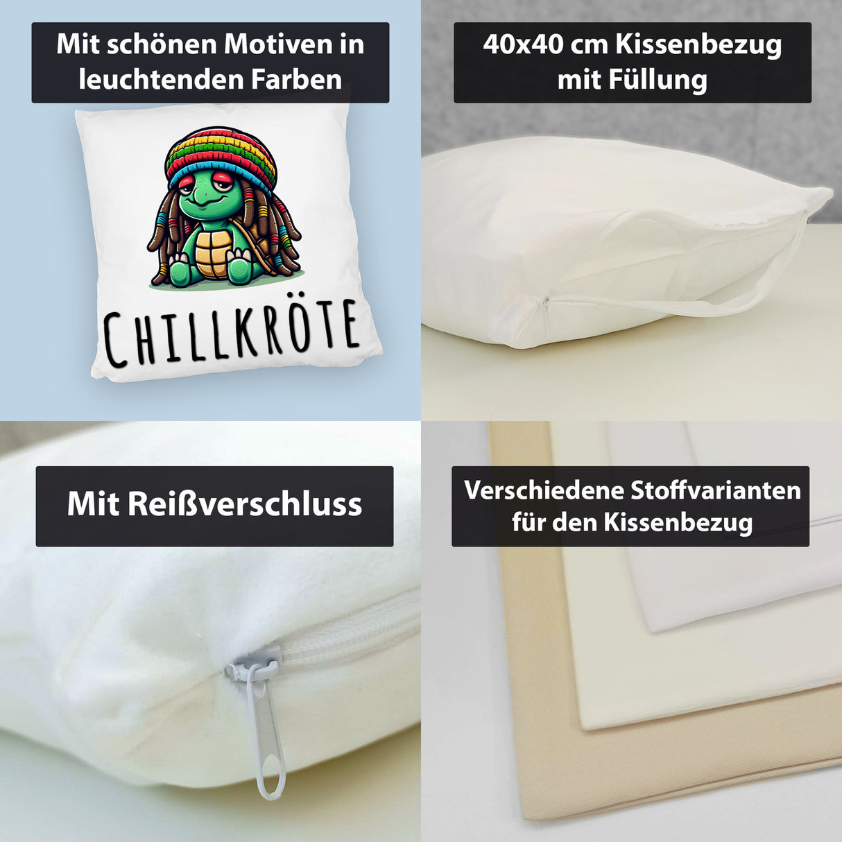 Schildkröte Rastafari Kissen mit Spruch Chillkröte