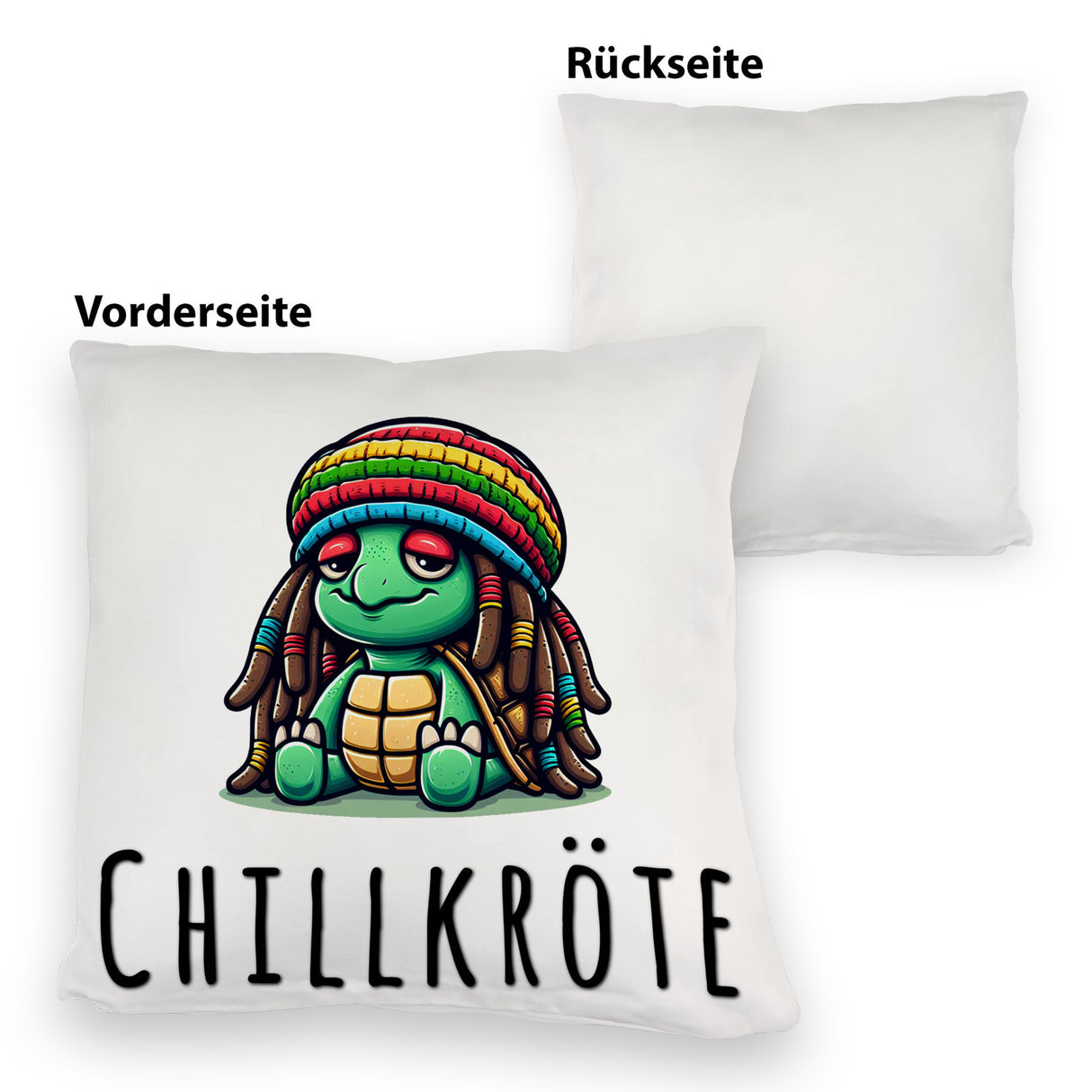 Schildkröte Rastafari Kissen mit Spruch Chillkröte