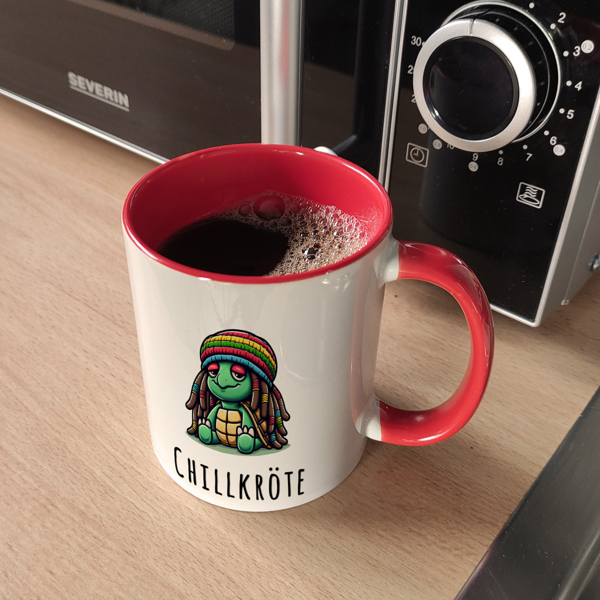 Schildkröte Rastafari Kaffeebecher mit Spruch Chillkröte