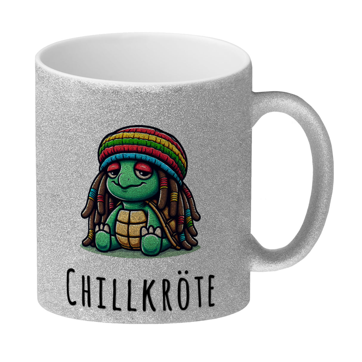 Schildkröte Rastafari Kaffeebecher mit Spruch Chillkröte