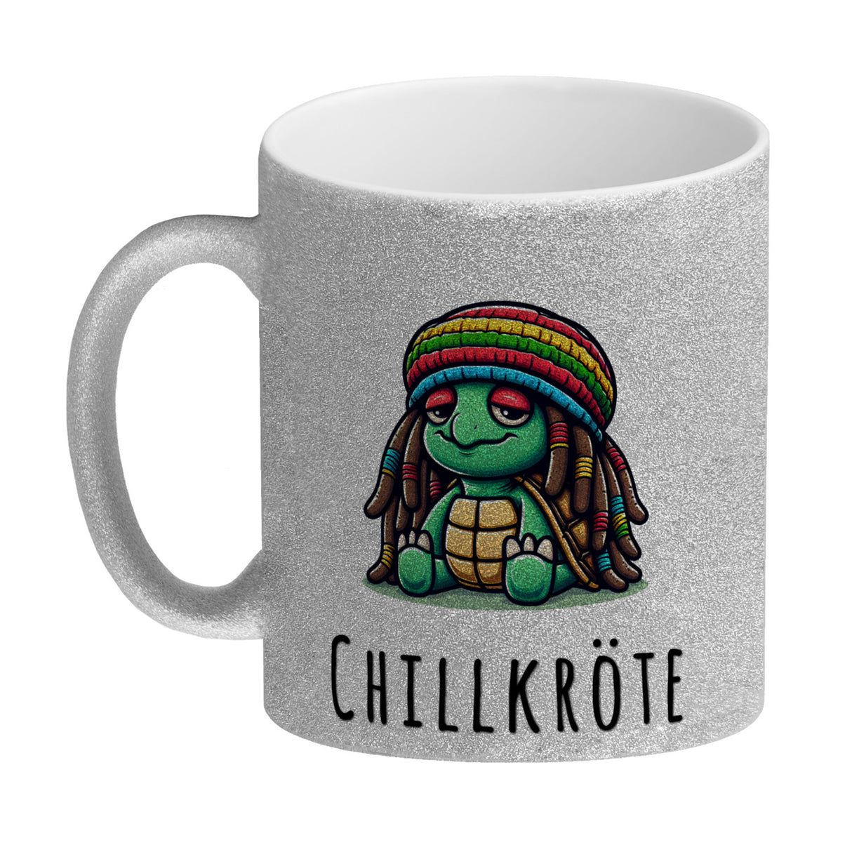 Schildkröte Rastafari Kaffeebecher mit Spruch Chillkröte