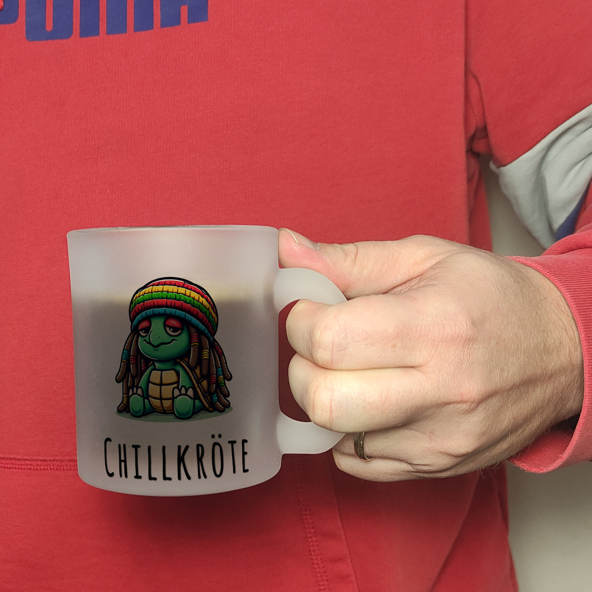 Schildkröte Rastafari Kaffeebecher mit Spruch Chillkröte