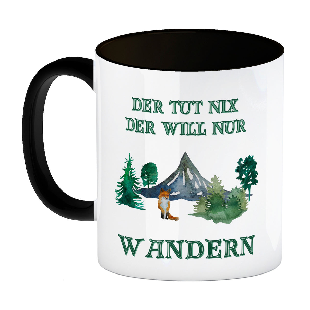 Wandern Kaffeebecher mit Spruch Der tut nix der will nur wandern